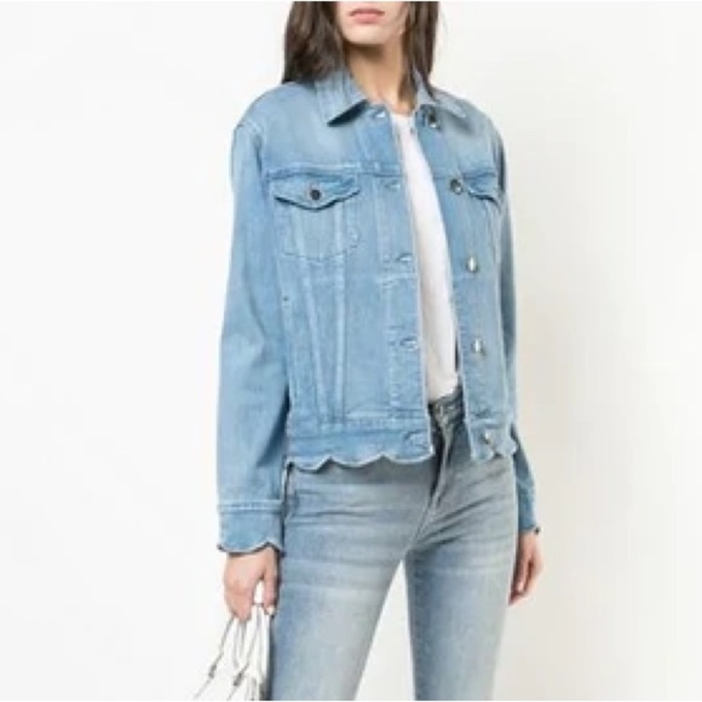 NWOT Frame Willoughby Scallop Hem Denim Jacket XS - Picture 3 of 7